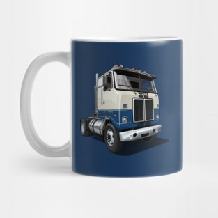 1980 White Road Commander 2 Cabover Truck in blue and white Mug